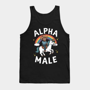 Alpha Male Funny Unicorn Rainbow Gift Fathers Day Gay Man LGBT Pride Cowboy Tank Top